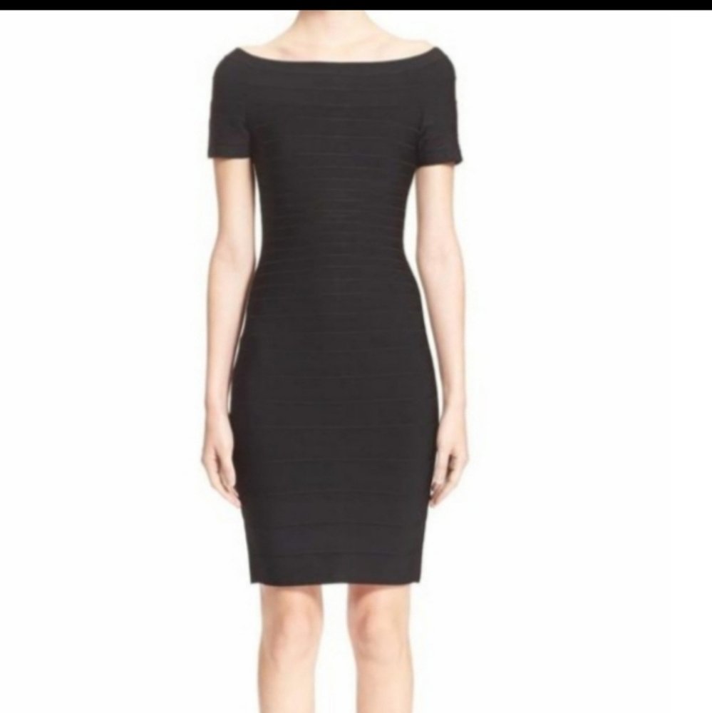 Herve Leger Carmen Black Bandage Dress Size L